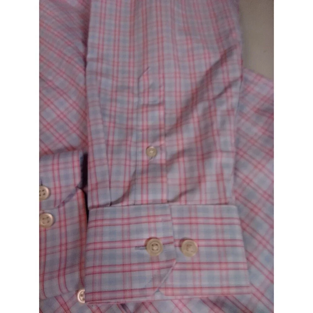 Banana Republic Men’s Medium 15-15.5 Non-Iron Classic Fit Shirt Pink Blue Plaid